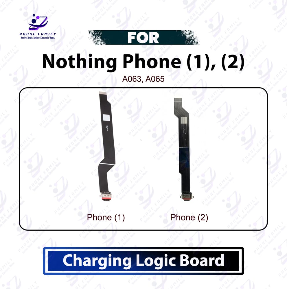 Nothing Phone (1), (2) Charging Logic Board - USB Charging Port Dock Connector & Mic PCB Board Replacement Repair Spare Parts (A063, A065)