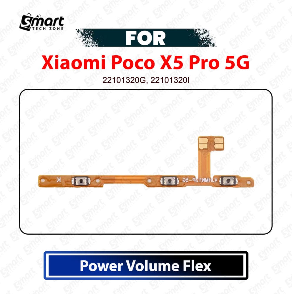 Xiaomi Poco X5 Pro 5G Power & Volume Flex Cable - Power On Off Switch & Volume Up Down Internal Ribbon Cable Replacement Repair Spare Parts (22101320G, 22101320I)