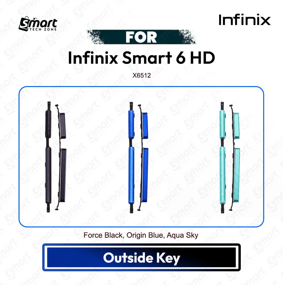Infinix Smart 6 HD On off / Volume Up Down Button Side Key, Outside Key Replacement Repair Spare Part For X6512