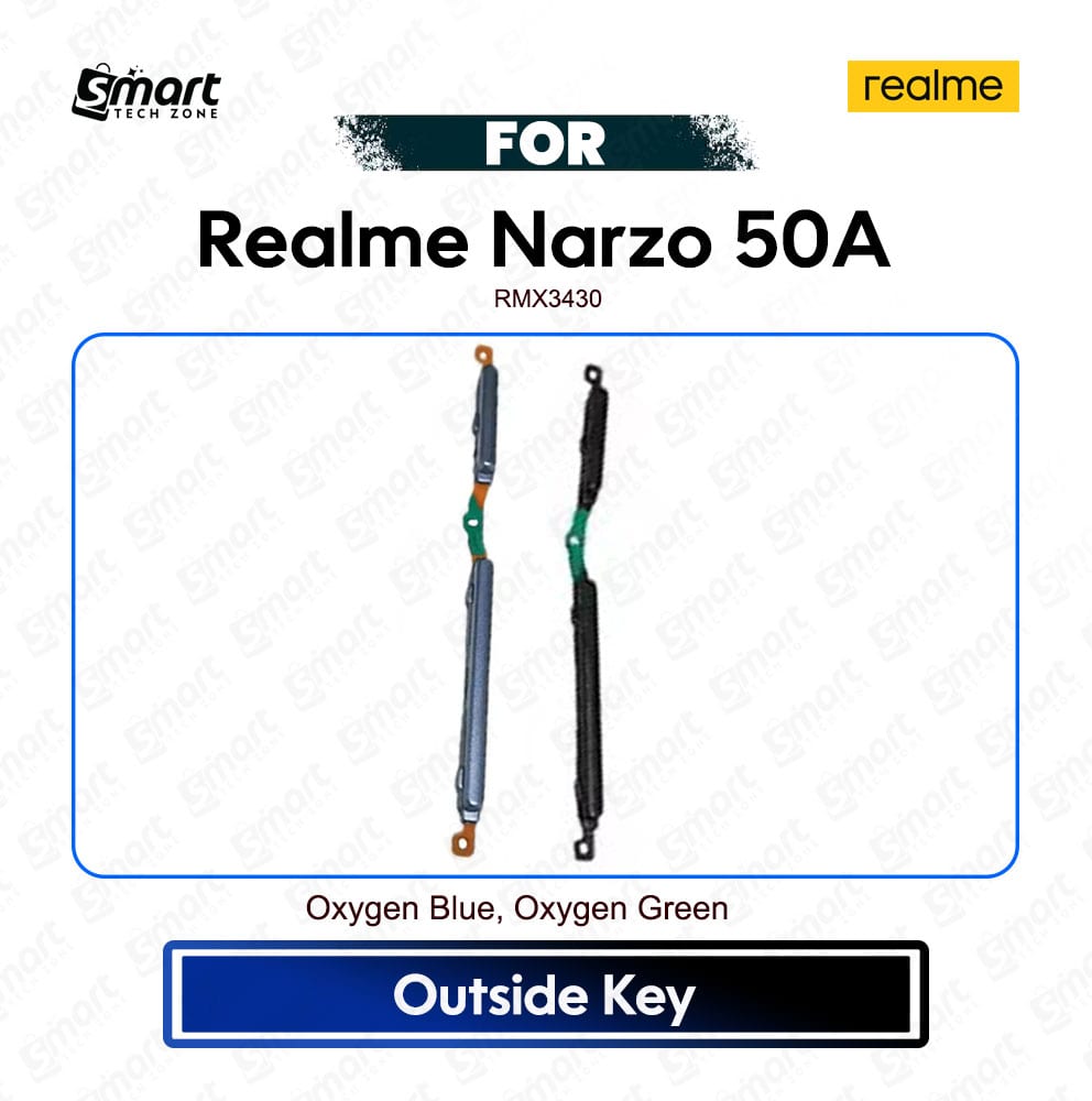 Realme Narzo 50A On off / Volume Up Down Button Side Key, Outside Key Replacement Repair Spare Part For RMX3430