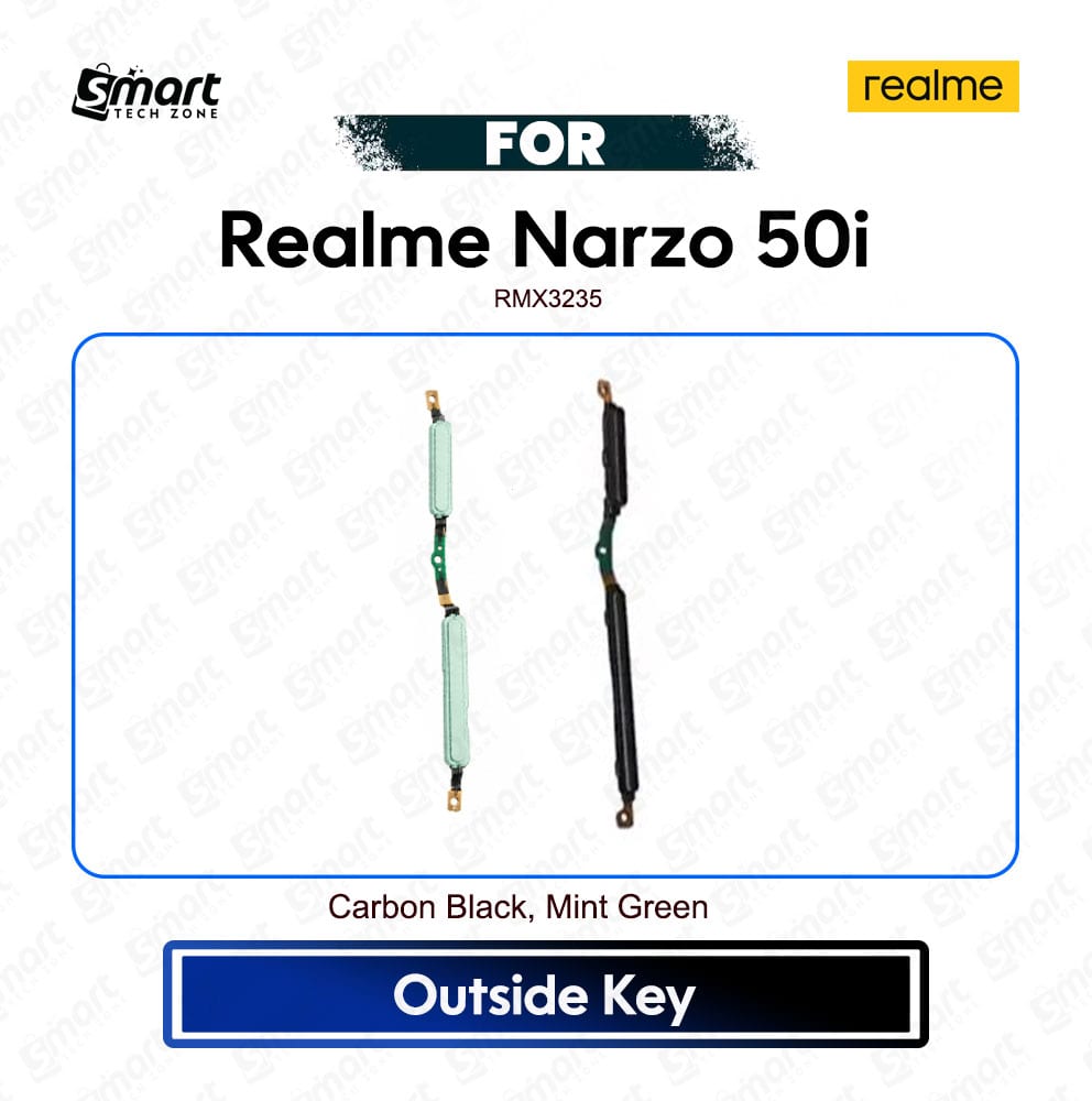 Realme Narzo 50i On off / Volume Up Down Button Side Key, Outside Key Replacement Repair Spare Part For RMX3235