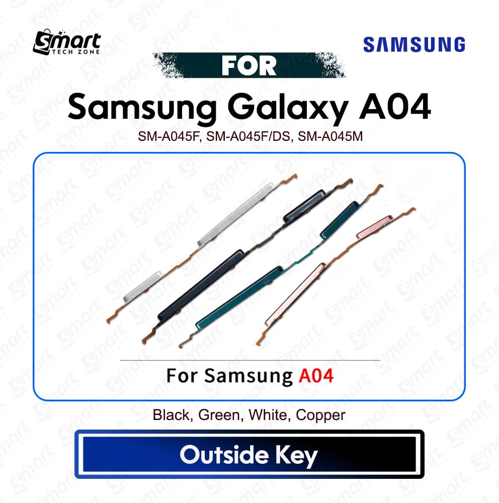Samsung Galaxy A04 External Side Keys - Power On Off Switch Button & Volume Up Down Outside Key Replacement Repair Spare Parts