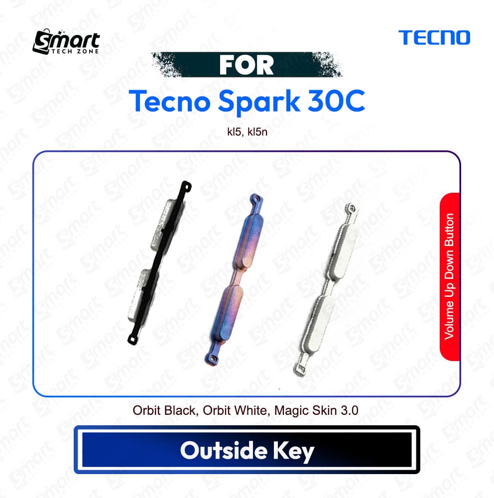 Tecno Spark 30C Volume Up Down Button Side Key, Outside Key Replacement Repair Spare Part kl5, kl5n