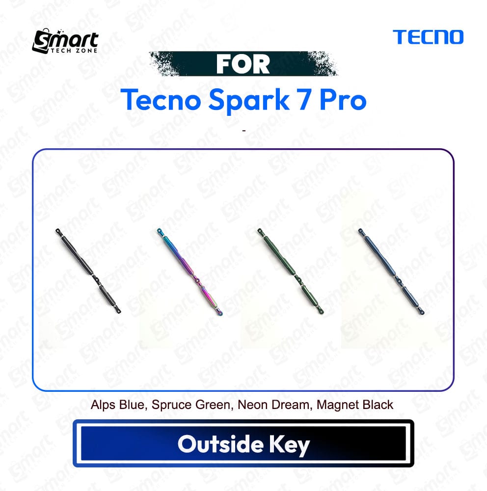 Tecno Spark 7 Pro On Off / Volume Up Down Button Side Key, Outside Key Replacement Repair Spare Part