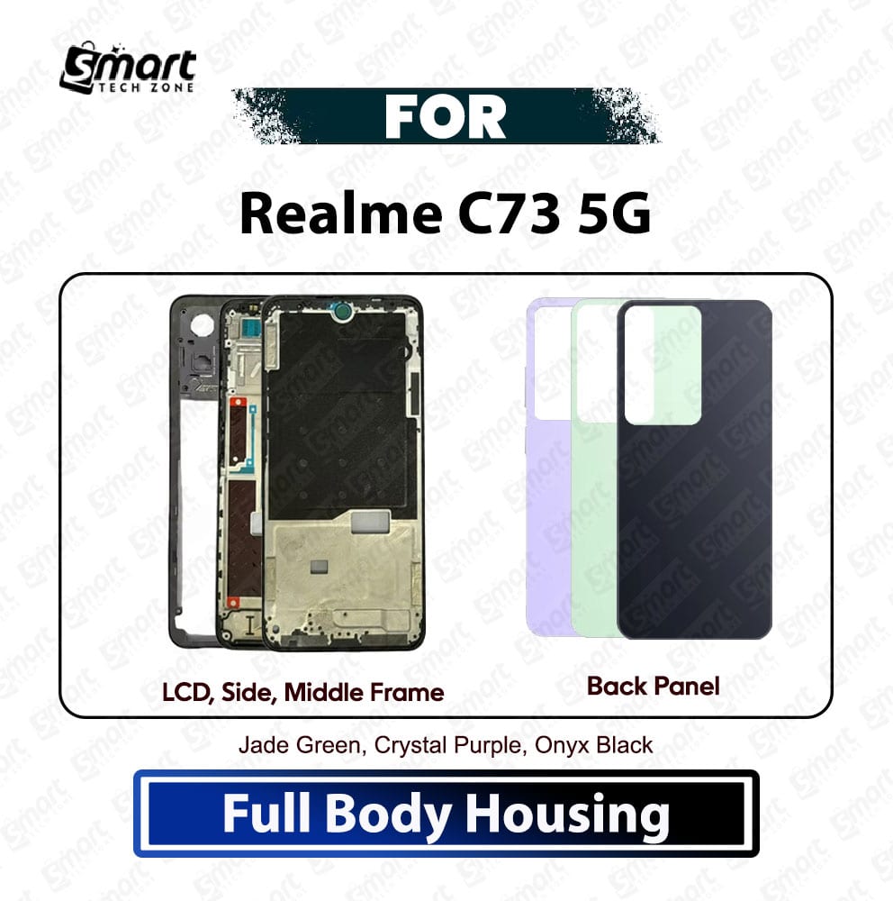 Realme C73 5G Full Body Housing Back Panel Backshell LCD Frame Side Middle Frame Battery Door Replacement Repair Spare Part