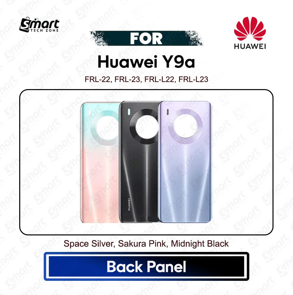Huawei Y9a Back Cover Panel Backshell Casing with Logo All Colors Available Battery Door Replacement Part FRL-22, FRL-23, FRL-L22, FRL-L23