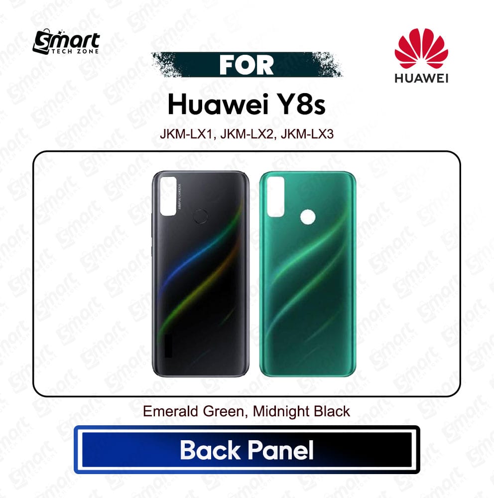 Huawei Y8s Back Cover Panel Backshell Casing with Logo All Colors Available Battery Door Replacement Part JKM-LX1, JKM-LX2, JKM-LX3