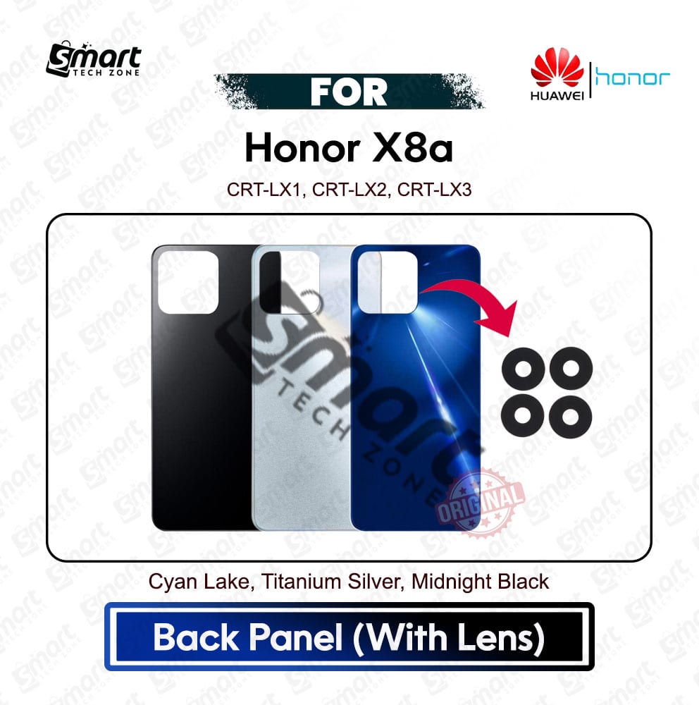 Honor X8a Back Cover Panel Backshell Casing with Logo All Colors Available Battery Door Replacement Part CRT-LX1, CRT-LX2, CRT-LX3