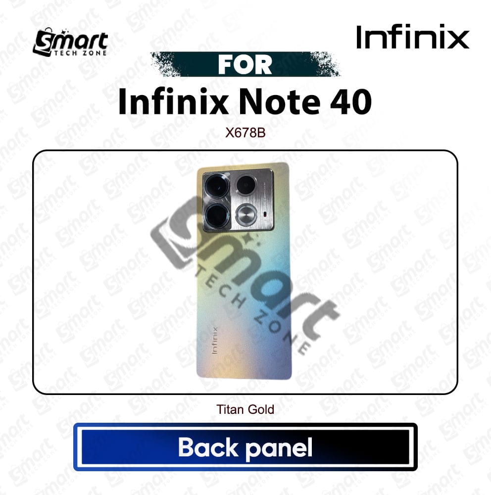 Infinix Note 40 Back Panel Backshell Casing With Camera Lens And Logo Without Side Buttons Titan Gold Replacement Repair Spare Part For X6853