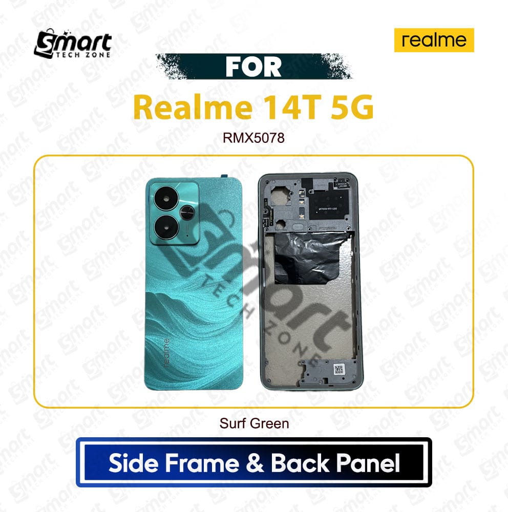 Realme 14T 5G Side Frame Back Panel Backshell Back Housing Battery Back Door Catching Replacement Repair Spare Part For RMX5078