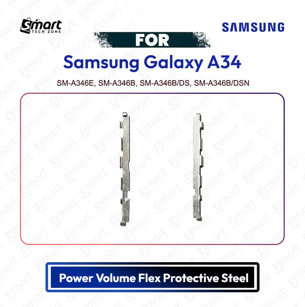 Samsung Galaxy A34 5G Power Button Volume Flex Cable Replacement with Protective Steel Plate SM-A346E, SM-A346B, SM-A346B/DS