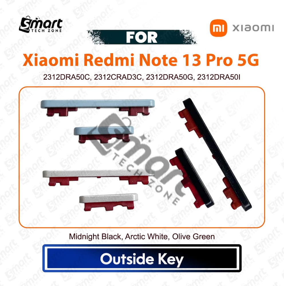 Xiaomi Redmi Note 13 Pro 5G Power On Off Switch Button Side Volume Up Down Buttons Replacement Repair Spare Part For 2312DRA50C, 2312CRAD3C, 2312DRA50G, 2312DRA50I