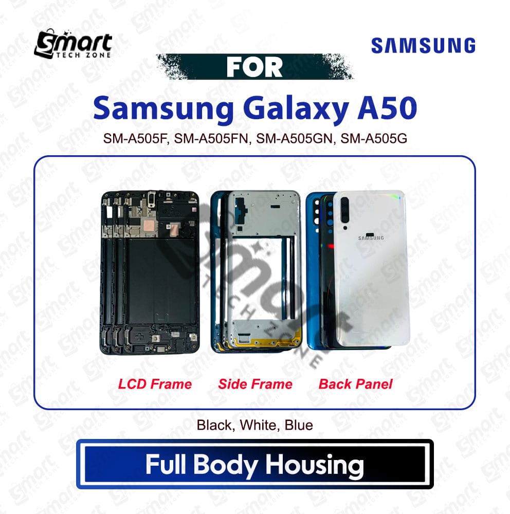 Samsung Galaxy A50 Full Body Housing Casing - Middle Frame Bezel Chassis & Back Panel Cover Replacement Repair Spare Parts (SM-A505F, SM-A505FN, SM-A505GN, SM-A505G)