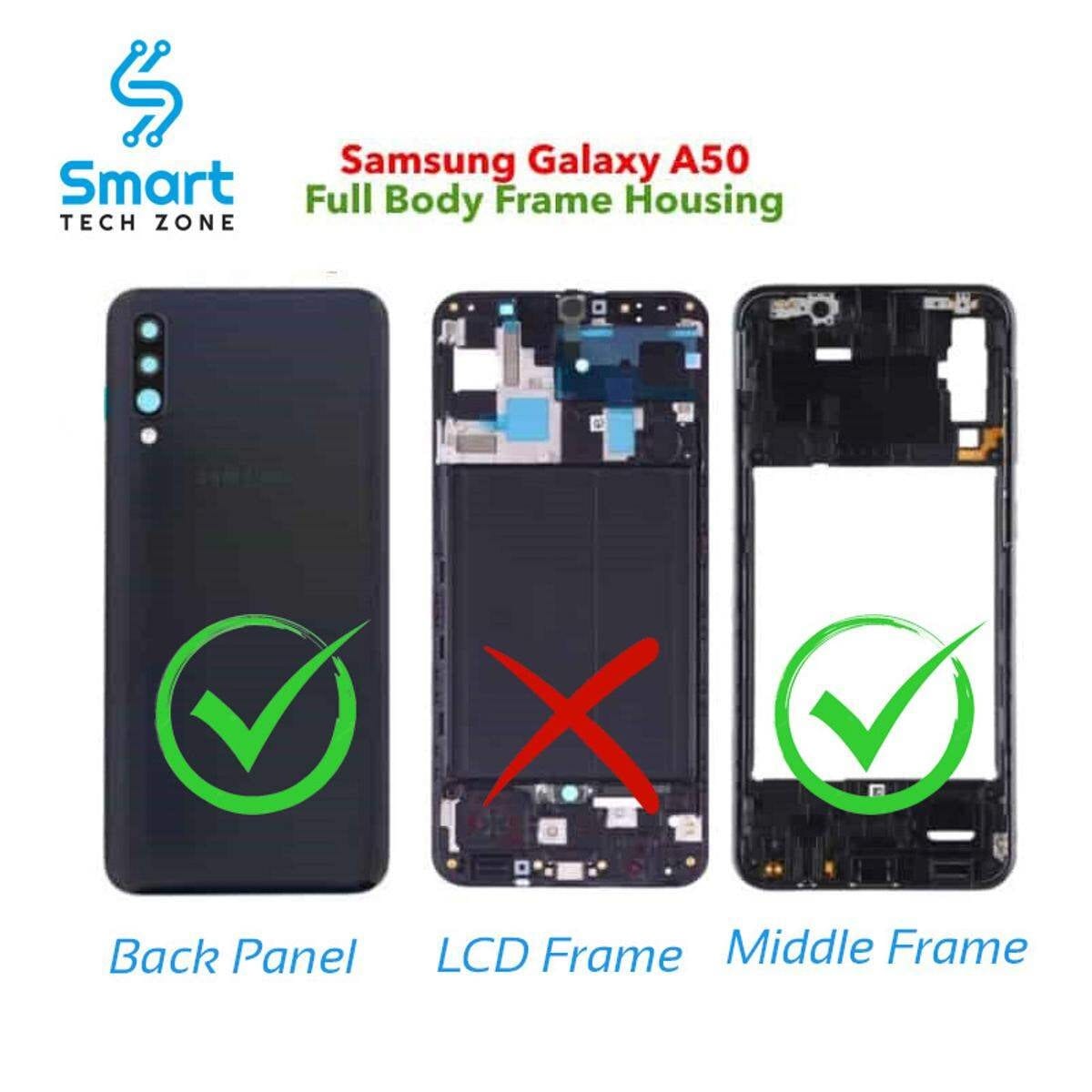 Samsung Galaxy A50 Middle Bezel Frame and Back Panel Housing Without Front LCD Panel and Camera Glass
