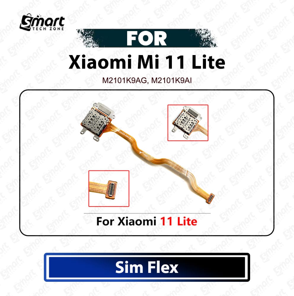 Xiaomi Mi 11 Lite Sim Flex Cable Sim Connector Flex High Quality Replacement Repair Spare Part For M2101K9AG, M2101K9AI