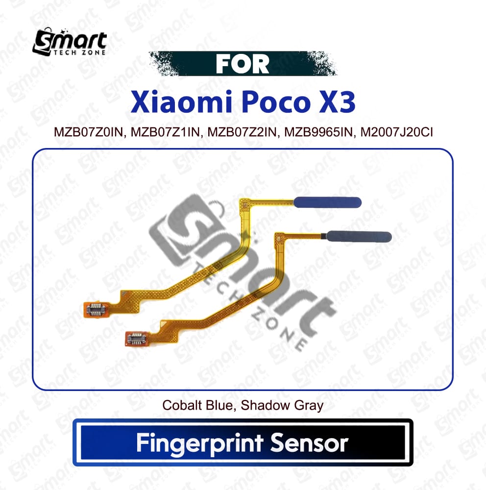 Xiaomi Poco X3 Fingerprint Sensor Flex Cable Touch ID Scanner Replacement Repair Spare Part (MZB07Z0IN, MZB07Z1IN, MZB07Z2IN, MZB9965IN, M2007J20CI)