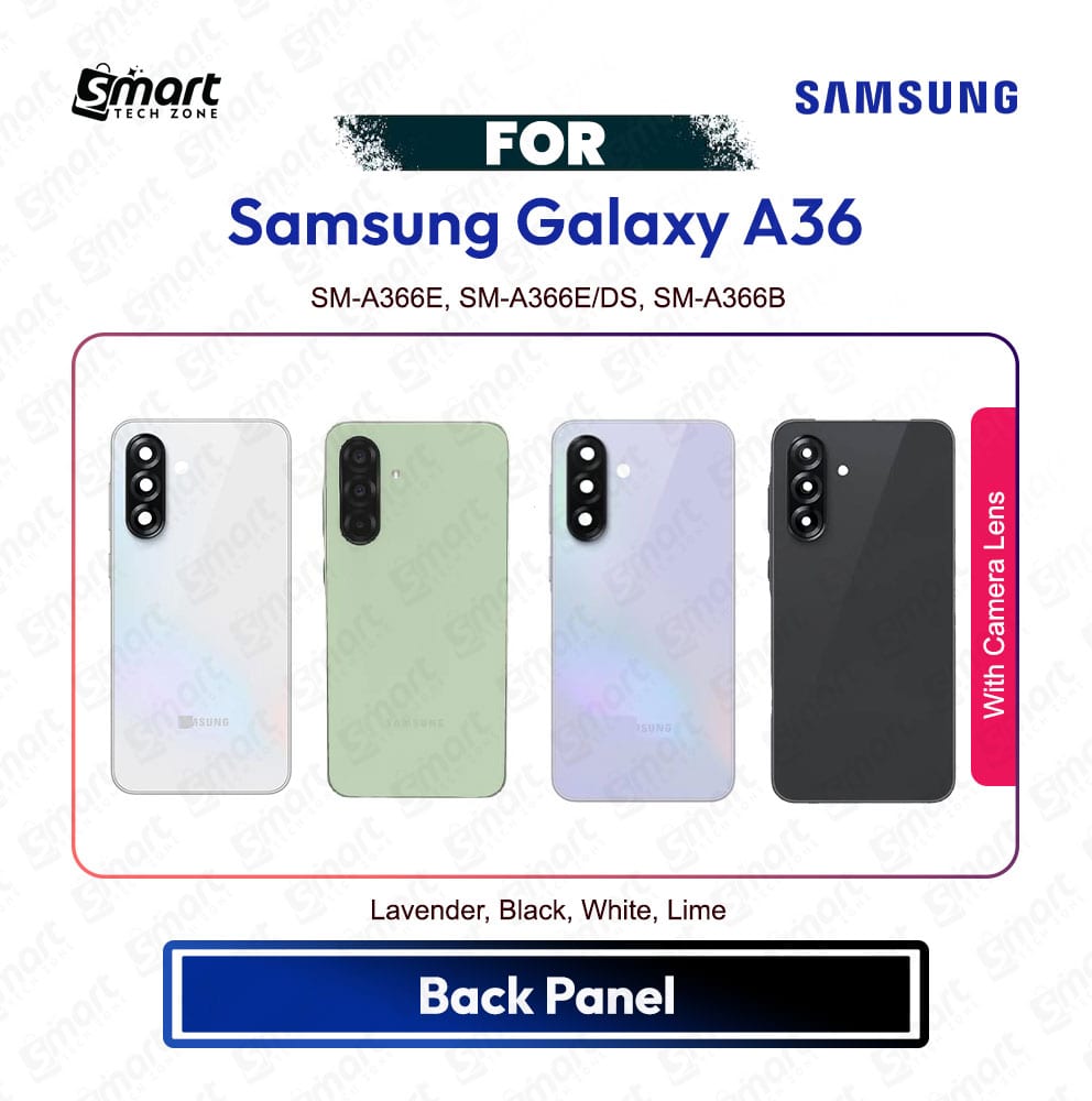 Samsung Galaxy A36 Back Housing Frame / Back Panel / Backshell With Camera Glass Replacement Spare Parts SM-A366E, SM-A366E/DS, SM-A366B