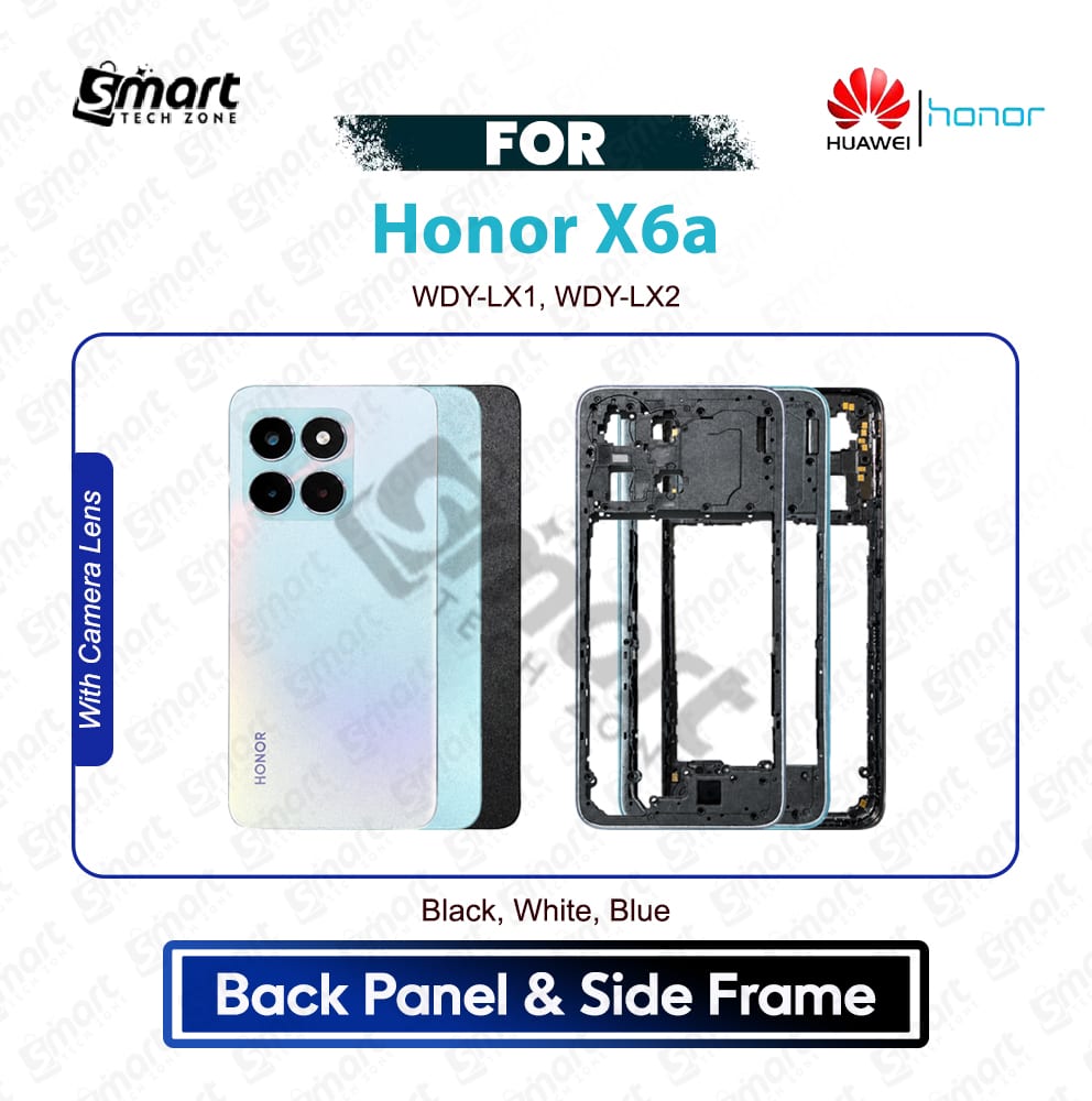 Honor X6a Back Panel Backshell And Side Frame Back Housing Battery Back Door Catching With Camera Lens Replacement Repair Spare Part
