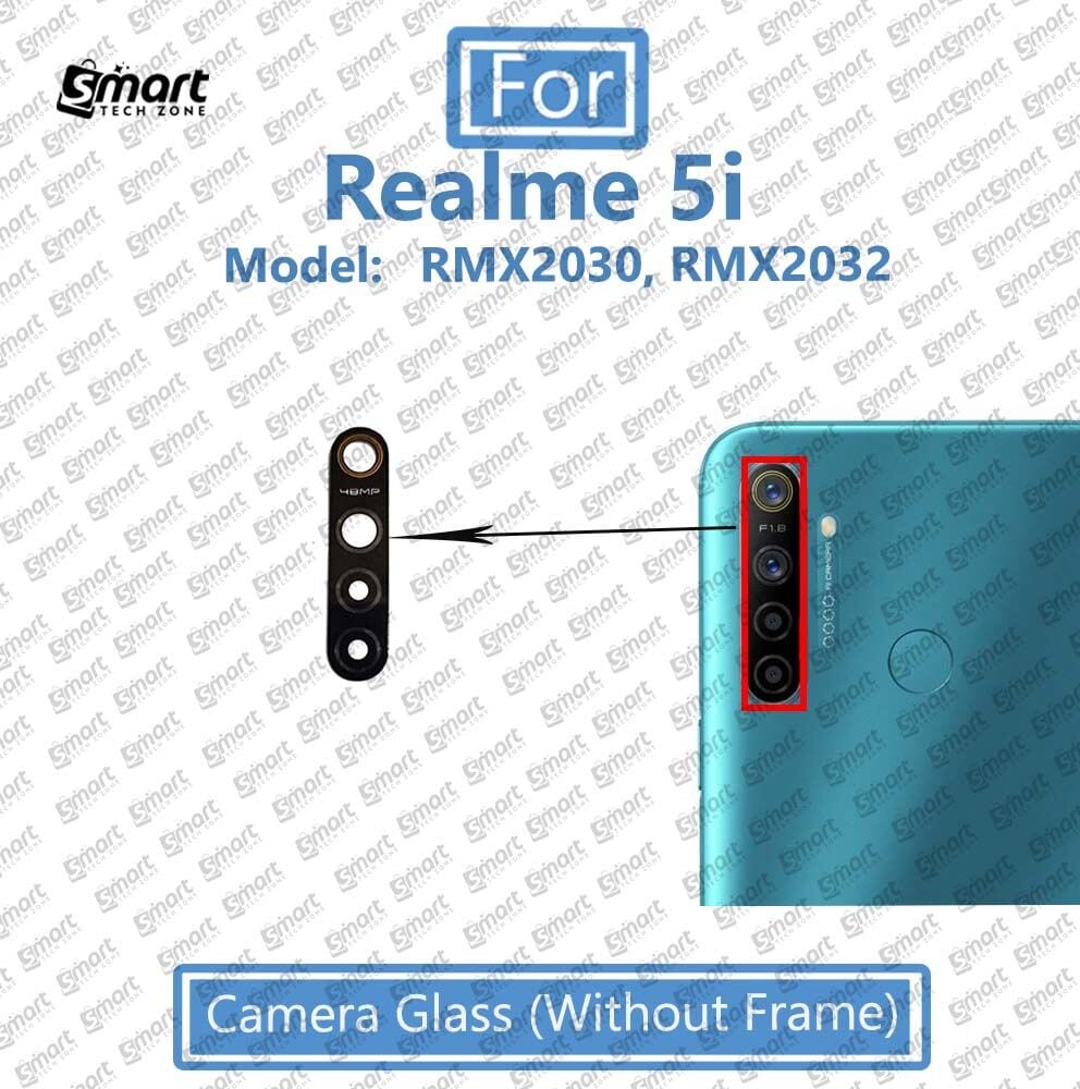 For Realme 5i Back Camera Glass Lens With Frame Replacement Parts