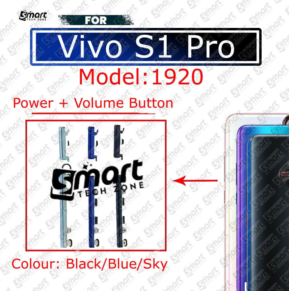 Power Volume OutSide Key Side Button For Vivo S1 Pro External Volume Button + Power ON OFF