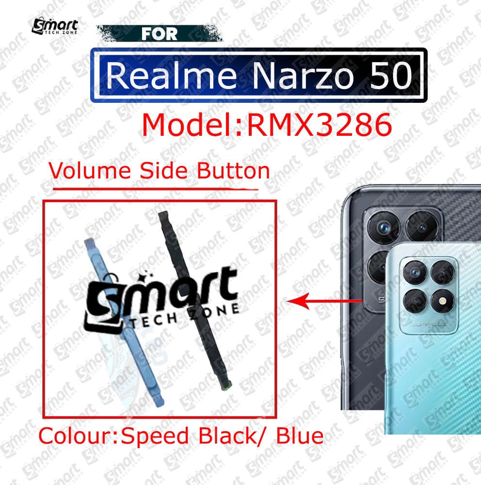 Realme Narzo 50 RMX3286 Side Volume Up Down Button Replacement External Volume Button Key