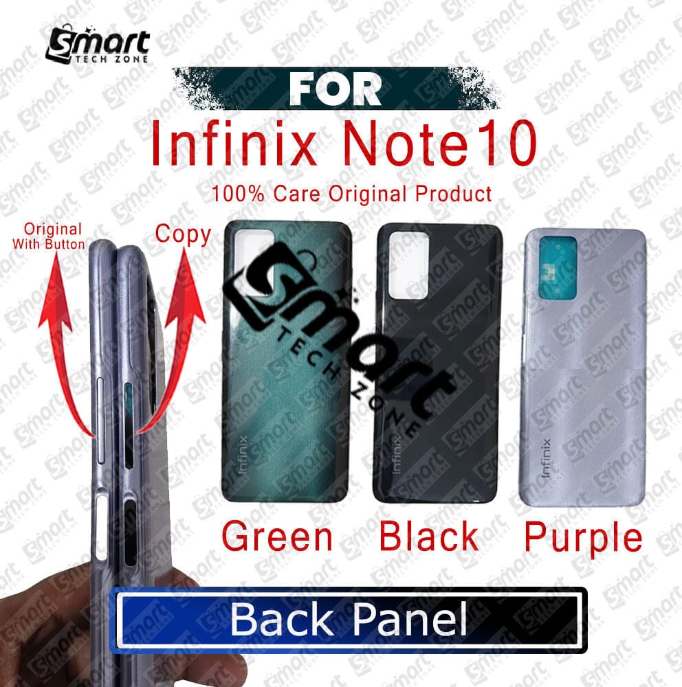 For Infinix Note 10 Back Panel/Backshell 100% Care Original Product + Side Button With Logo-All Colors Available