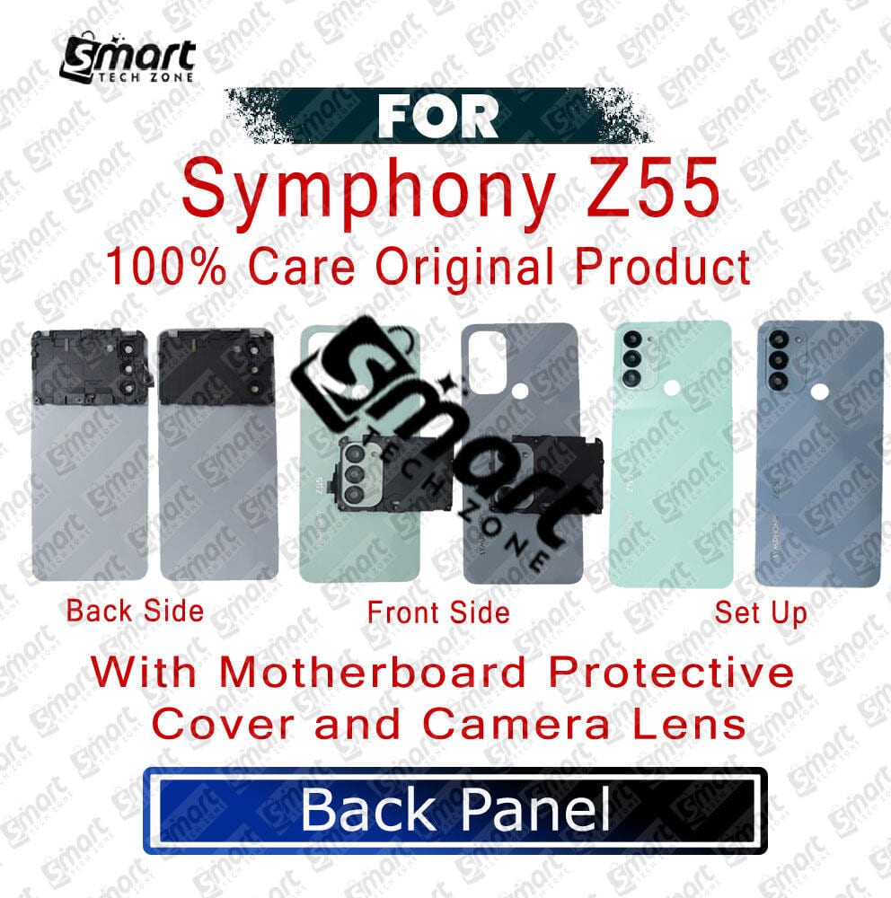 Symphony Z55 Back Panel / Back Shell + Camera Glass + Motherboard Protective Cover Replacement | Grey / Green | Exact Fit