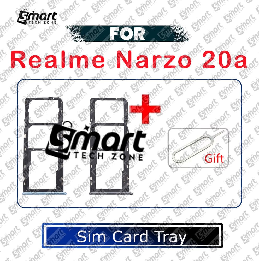 For Realme Narzo 20a Sim Tray Micro SD Card Slot with Sim Ejector Pin Replacement Parts