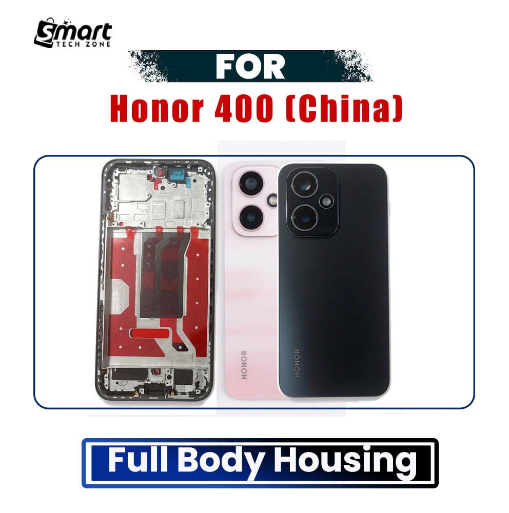 Honor 400 (China) DNN-AN00 Full Body Housing | LCD Frame + Back Panel + Camera Glass Replacement | Not for Global DNY-NX9 | Exact Fit | Black / Pink