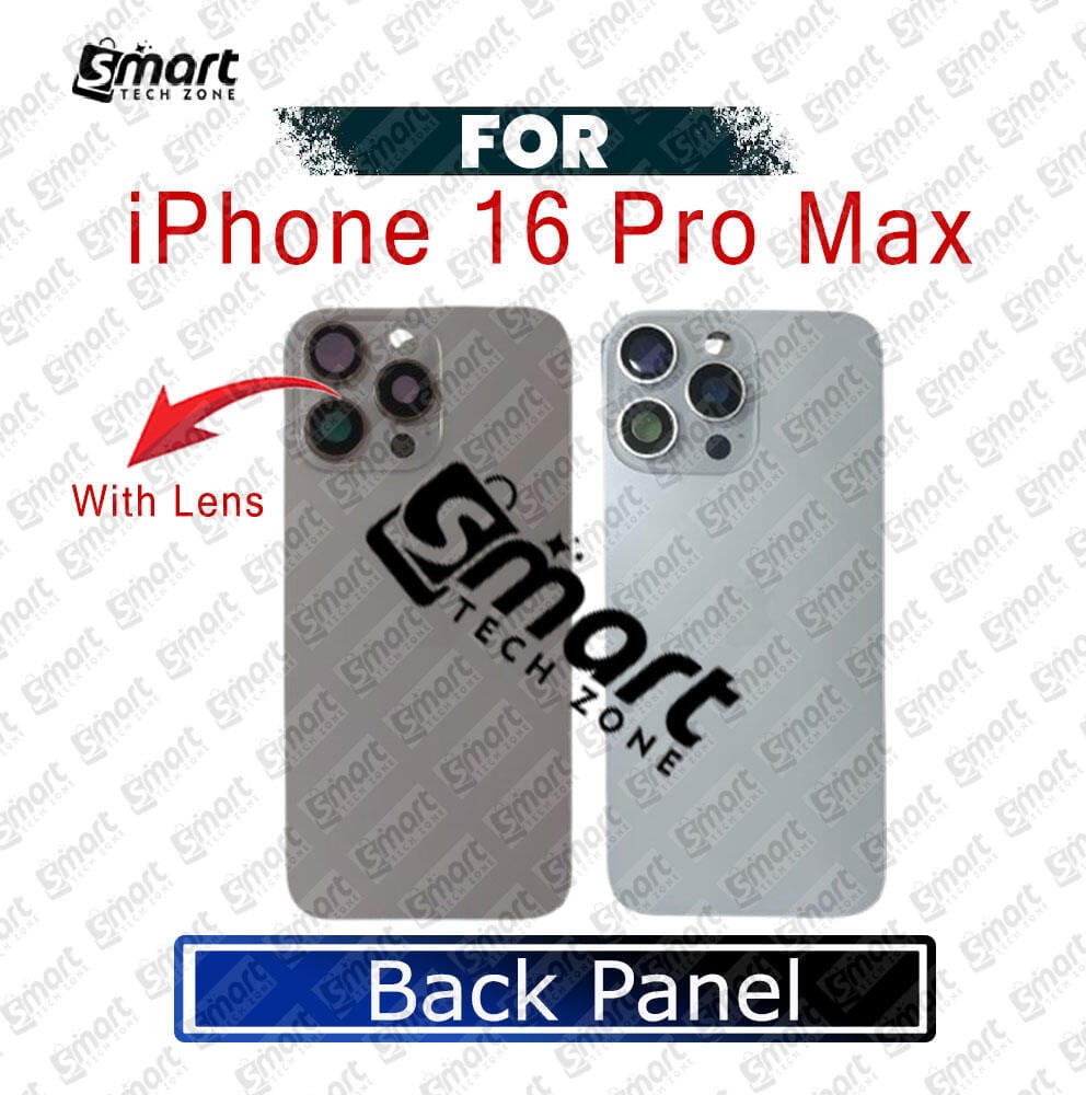 iPhone 16 Pro Max Back Panel/Backshell/ Casing + Camera Lens With Logo-All Colors Available