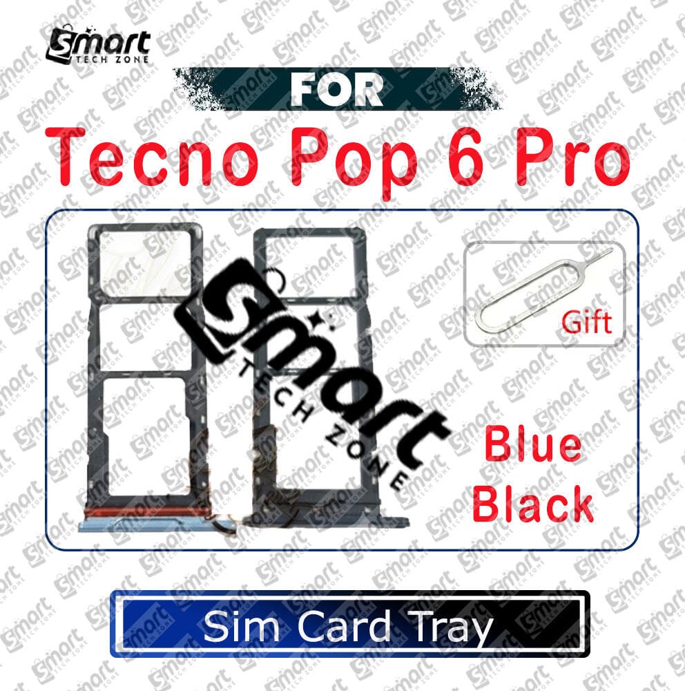 For Tecno Pop 6 Pro Sim Tray Micro SD Card Slot with Sim Ejector Pin Replacement Parts