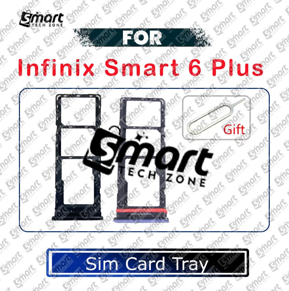 For Infinix Smart 6 Plus X6823C  Sim Tray Micro SD Card Slot with Sim Ejector Pin Replacement Parts