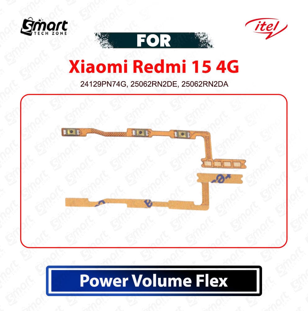 Xiaomi Redmi 15 4G Power On Off Switch Button Side Volume Up Down Buttons Flex Cable Replacement Repair Spare Part For 24129PN74G, 25062RN2DE, 25062RN2DA