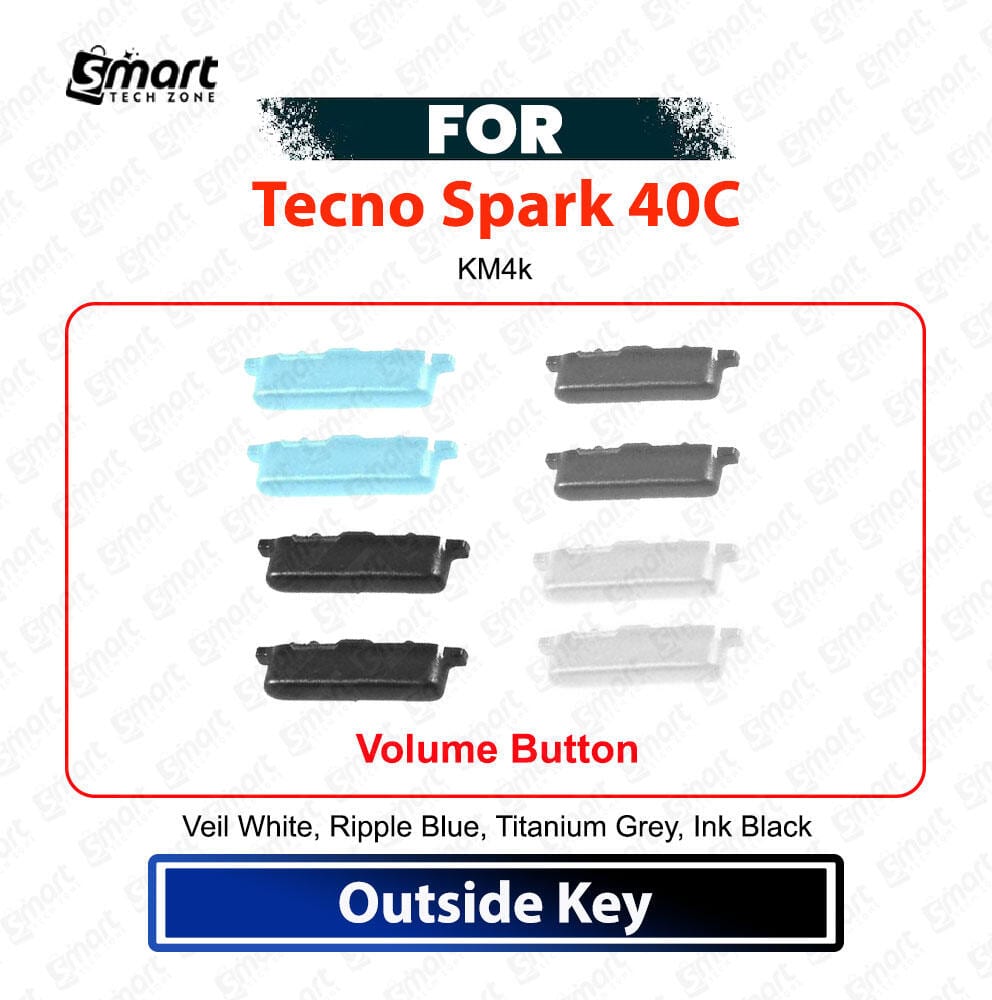 Tecno Spark 40C Volume Button Keys - Volume Up Down External Side Key Buttons Replacement Repair Spare Parts (KM4k)