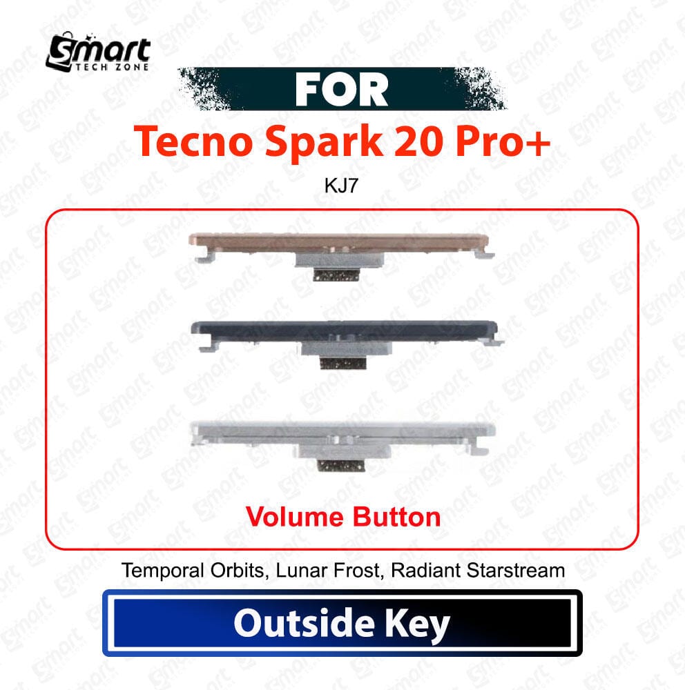 Tecno Spark 20 Pro+ Volume Button Keys - Volume Up Down External Side Key Buttons Replacement Repair Spare Parts (KJ7)