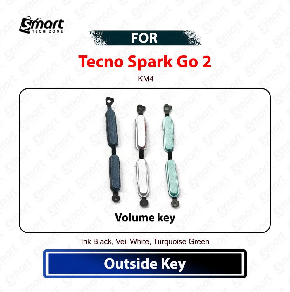Tecno Spark Go 2 Volume Up Down Outer Keys - External Side Button Cap Switch Replacement Repair Spare Parts For KM4