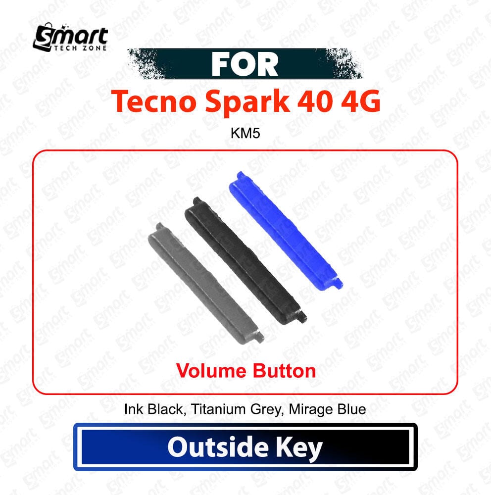 Tecno Spark 40 4G Volume Button Keys - Volume Up Down External Side Key Buttons Replacement Repair Spare Parts (KM5)