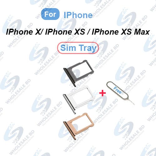 Sim Tray for iPhone X/ iPhone XS / iPhone XS Max (Free High Quality Sim Ejector Pin) (Wholesale)
