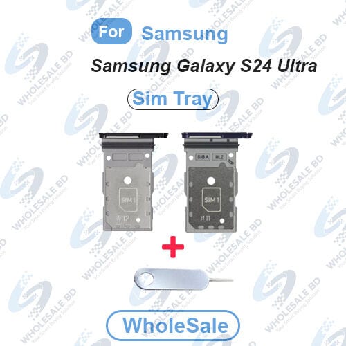 Samsung Galaxy S24 Ultra Dual SIM Tray Replacement Slot Holder for S24 Ultra 5G 6.8" (S928U1 SM-S928U) Tray Repair Part with Opening Needle (Sim Ejector) (Wholesale)