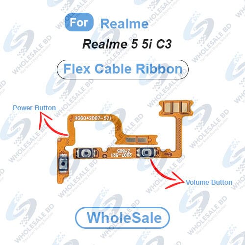 Realme 5 5i C3 Power On/Off Switch Button Side Volume Up Down Buttons Flex Cable Replacement Parts (Wholesale)