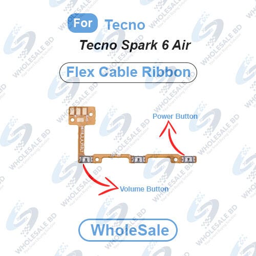 Tecno Spark 6 Air Power On/Off Switch Button Side Volume Up Down Buttons Flex Cable Replacement Parts (Wholesale)