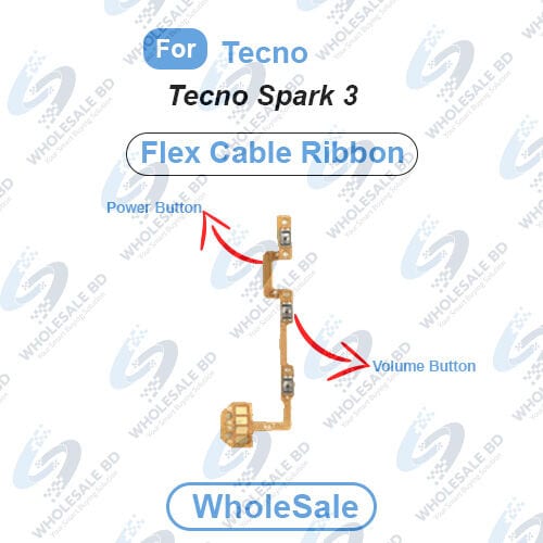 Tecno Spark 3 Power On/Off Switch Button Side Volume Up Down Buttons Flex Cable Replacement Parts (Wholesale)