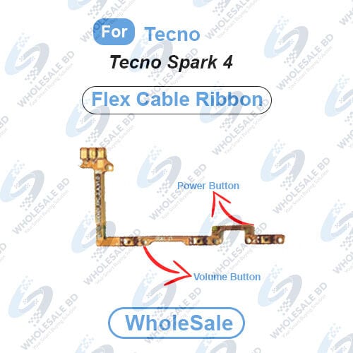 Tecno Spark 4 Power On/Off Switch Button Side Volume Up Down Buttons Flex Cable Replacement Parts (Wholesale)