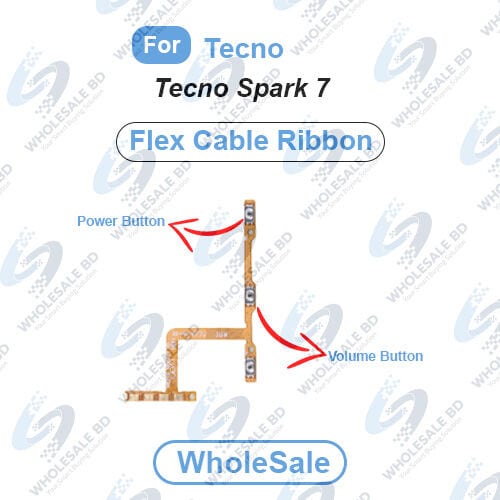 Tecno Spark 7 Power On/Off Switch Button Side Volume Up Down Buttons Flex Cable Replacement Parts (Wholesale)
