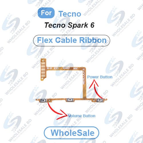 Tecno Spark 6 Power On/Off Switch Button Side Volume Up Down Buttons Flex Cable Replacement Parts (Wholesale)