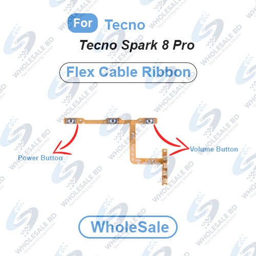 Tecno Spark 8 Pro Power On/Off Switch Button Side Volume Up Down Buttons Flex Cable Replacement Parts (Wholesale)