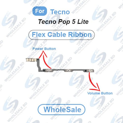 Tecno Pop 5 Lite Power On/Off Switch Button Side Volume Up Down Buttons Flex Cable Replacement Parts (Wholesale)