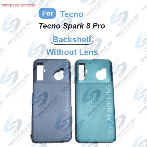 Tecno Spark 8 Pro Back Panel/Backshell/ Casing + Without Camera Lens + Side Buttons With Logo-All Colors Available