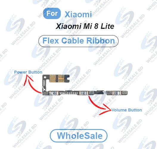 Xiaomi Mi 8 Lite Power On/Off Switch Button Side Volume Up Down Buttons Flex Cable Replacement Parts (Wholesale)