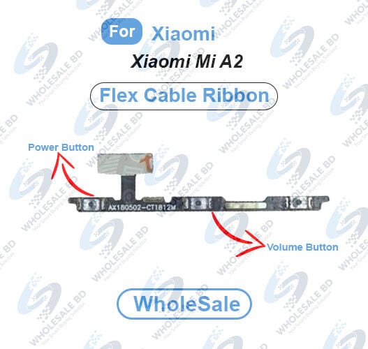 Xiaomi Mi A2 Power On/Off Switch Button Side Volume Up Down Buttons Flex Cable Replacement Parts (Wholesale)